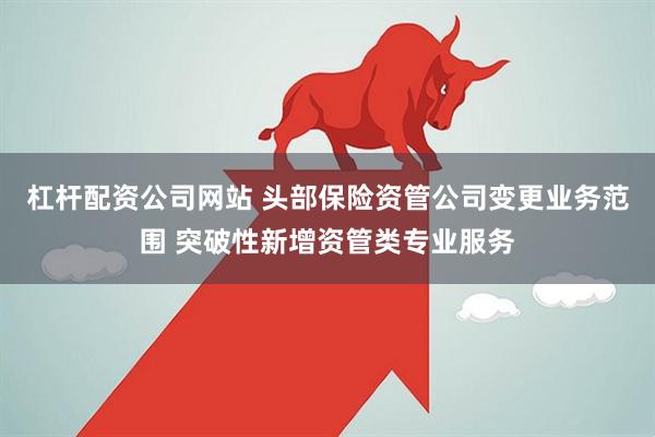杠杆配资公司网站 头部保险资管公司变更业务范围 突破性新增资管类专业服务