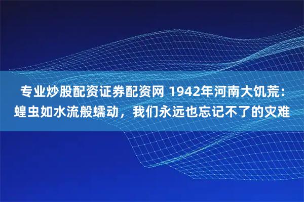 专业炒股配资证券配资网 1942年河南大饥荒:蝗虫如水流般蠕动,我们永远也忘记不了的灾难